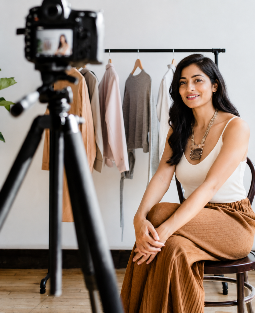 Fashion influencer creating digital content for online audience in India